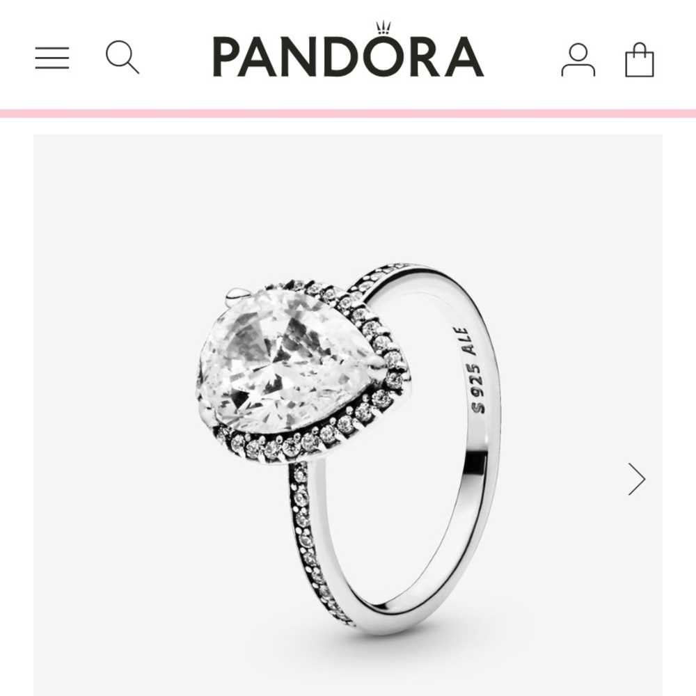 Pandora Sparkling Teardrop Halo Ring NWT Size 7